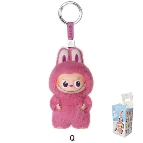 POP MART Labubu V4 The Monsters Pin For Love Alphabet Plush Pendant - Letter Q